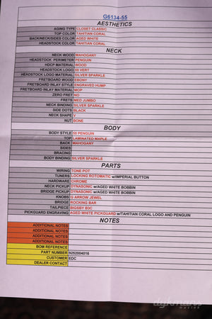 Gretsch Custom Shop 1955 White Penguin Tahiti Coral by Master Builder Gonzalo Madrigal