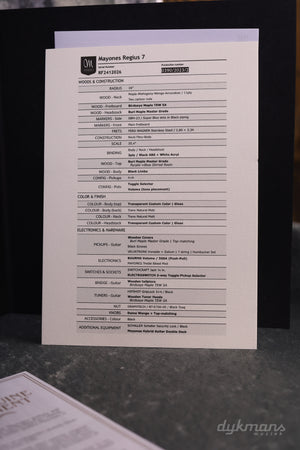 Mayones Regius 7 Buckeye Burl Master Grade Custom Colour