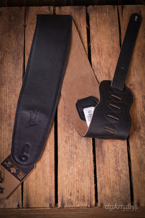 Levy's 9 cm Wide Black Garment Leather Bass Guitar Strap - Black
