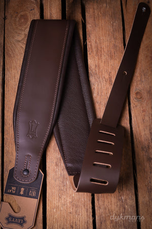 Levy's 6,4 cm Wide Genuine Leather Guitar Strap - Dark Brown