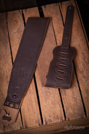 Levy's 9 cm Wide Black Garment Leather Bass Guitar Strap - Dark Brown