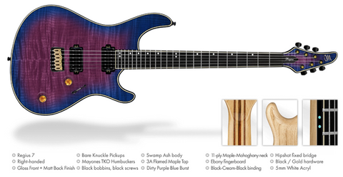 Mayones Regius 6 Spalted Flame Maple